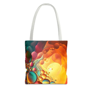 Vibrant Abstract Pattern Tote Bag Black Cotton Handles Dipaliz - Bags