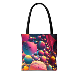 Vibrant Abstract Pattern Tote Bag Black Cotton Handles Dipaliz - Bags