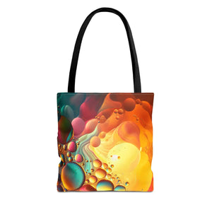 Vibrant Abstract Pattern Tote Bag Black Cotton Handles Dipaliz - Bags