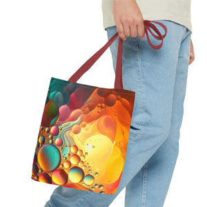 Vibrant Abstract Pattern Tote Bag Black Cotton Handles Dipaliz - Bags