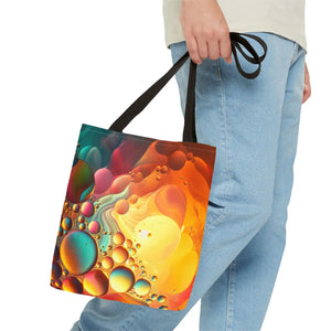 Vibrant Abstract Pattern Tote Bag Black Cotton Handles Dipaliz - Bags
