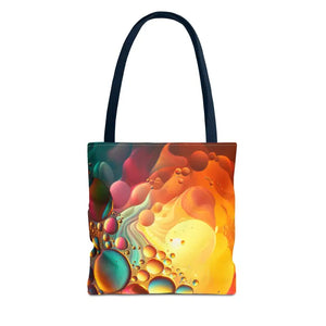 Tote Bag Abstract Vibrant Pattern Black Cotton Handles - Dipaliz - 13’’ × / Navy - Bags