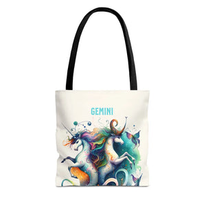 Vibrant Gemini Zodiac Tote Bag - Bold All Over Print - Dipaliz - Bags