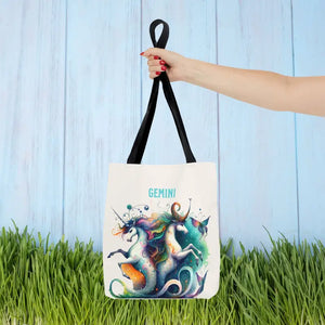 Gemini Zodiac Tote Bag Bold Adventure Style - Dipaliz - 13’’ × / Black - Bags