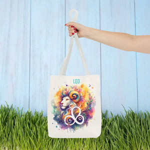 Bags - Leo Zodiac Tote Bag Black Cotton Handles Bold Style - Dipaliz
