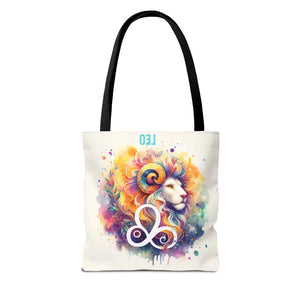Bags - Leo Zodiac Tote Bag Black Cotton Handles Bold Style - Dipaliz