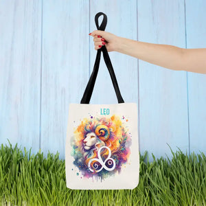 Leo Zodiac Tote Bag Black Cotton Handles Bold Style Dipaliz - 13’’ × / Bags