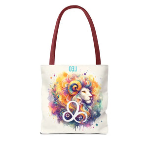 Bags - Leo Zodiac Tote Bag Black Cotton Handles Bold Style - Dipaliz
