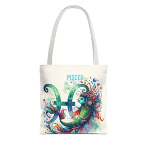 Pisces Zodiac Aop Tote Bag Bold Statement Style - Dipaliz - 13’’ × / White - Bags