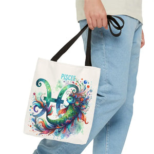 Pisces Zodiac Aop Tote Bag Bold Statement Style - Dipaliz - Bags