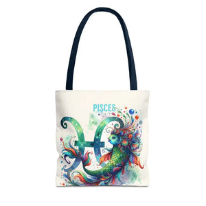 Pisces Zodiac Aop Tote Bag Bold Statement Style - Dipaliz - 13’’ × / Navy - Bags