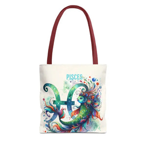 Pisces Zodiac Aop Tote Bag Bold Statement Style - Dipaliz - 13’’ × / Red - Bags