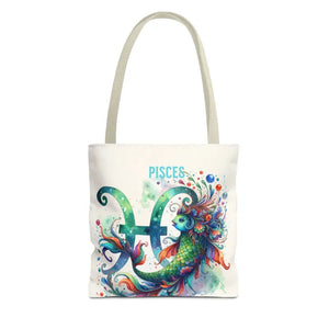 Pisces Zodiac Aop Tote Bag Bold Statement Style - Dipaliz - 13’’ × / Beige - Bags