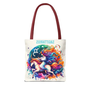 Sagittarius Zodiac Tote Bag Black Cotton Handles - Dipaliz - Bags