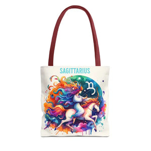Sagittarius Zodiac Tote Bag Black Cotton Handles - Dipaliz - 13’’ × / Red - Bags