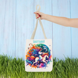 Sagittarius Zodiac Tote Bag Black Cotton Handles - Dipaliz - Bags