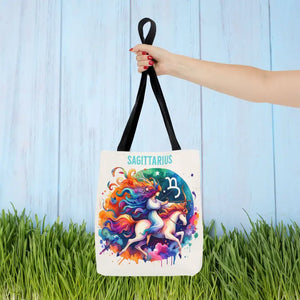 Sagittarius Zodiac Tote Bag Black Cotton Handles - Dipaliz - 13’’ × / Bags