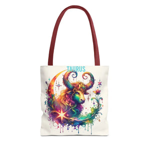 Taurus Zodiac Tote Bag - Black Cotton Handles - Dipaliz - Bags