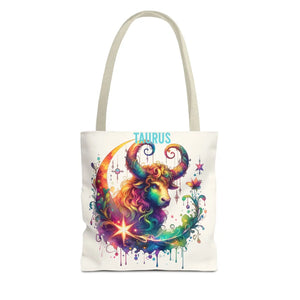 Taurus Zodiac Tote Bag - Black Cotton Handles - Dipaliz - Bags