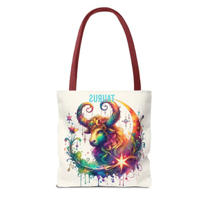 Taurus Zodiac Tote Bag - Black Cotton Handles - Dipaliz - Bags