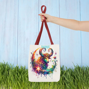 Taurus Zodiac Tote Bag - Black Cotton Handles - Dipaliz - Bags