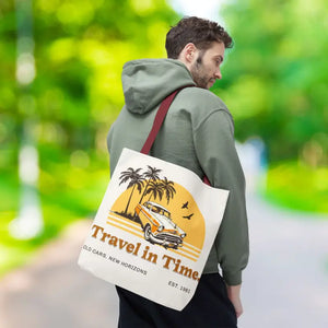 Tote Bag Black Cotton Handles Vintage Car Adventure Style Dipaliz - 16’’ × / Red - Bags