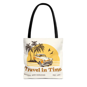 Vintage Car Tote Bag Black Cotton Handles - Dipaliz - Bags