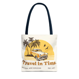 Vintage Car Tote Bag Black Cotton Handles - Dipaliz - Bags