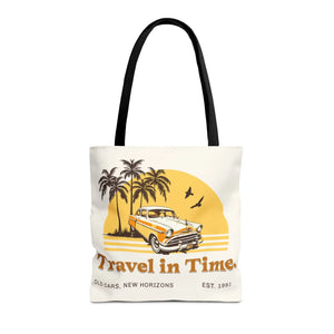 Vintage Car Tote Bag Black Cotton Handles - Dipaliz - Bags