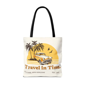 Vintage Car Tote Bag Black Cotton Handles - Dipaliz - Bags