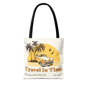 Vintage Car Tote Bag Black Cotton Handles - Dipaliz - Bags