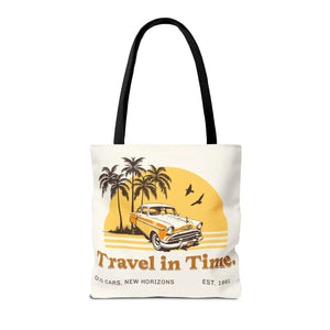 Vintage Car Tote Bag Black Cotton Handles - Dipaliz - Bags