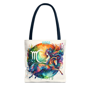 Vibrant Virgo Zodiac Tote Bag - Black Cotton Handles - Dipaliz - Bags