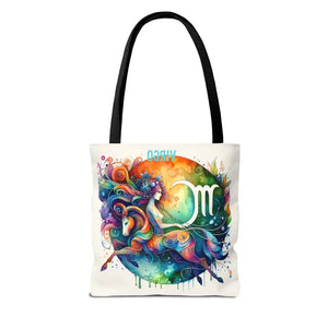 Virgo Zodiac Tote Bag Black Cotton Handles Bold Style - Dipaliz - Bags