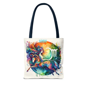 Virgo Zodiac Tote Bag Black Cotton Handles Bold Style - Dipaliz - Bags