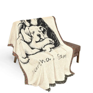 Personalized, Cozy Dog Lovers Woven Blanket - Adorable Puppy Design for Home Decor