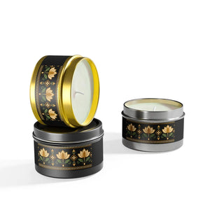 Lotus flower pattern tin candle - candles