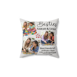 Besties Personalized Photo Pillow — Custom Names & Quote