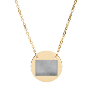 18K gold PVD finish on a DipaliZ engravable stainless steel circle necklace