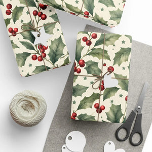 Festive Holly Berry Christmas Wrapping Paper