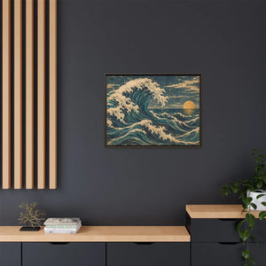 Framed canvas wall art vintage japanese great wave ocean print - printable