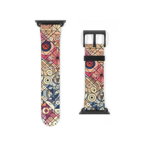 Geometric Floral Mosaic Watch Band – Colorful Vintage Art Pattern