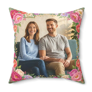 Floral Photo Pillow – Personalized Square Decorative Throw Pillow