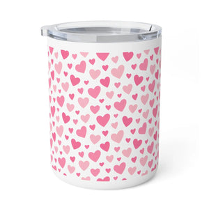 Pink heart pattern insulated coffee mug - mugs