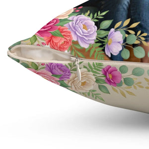 Floral Photo Pillow – Personalized Square Decorative Throw Pillow