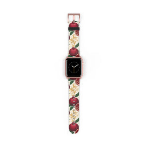 Pomegranate floral apple watch band, botanical red fruit print - bands