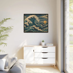 Framed canvas wall art vintage japanese great wave ocean print - printable