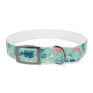 Sea Life Dog Collar — Aqua Fish & Coral Pattern for Pets
