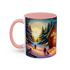 Cottage in Snowy mountains, Accent Coffee Mug, 11oz