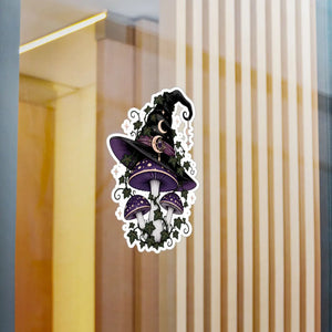 Mystical witch hat mushroom kiss-cut vinyl decal - home decor decals